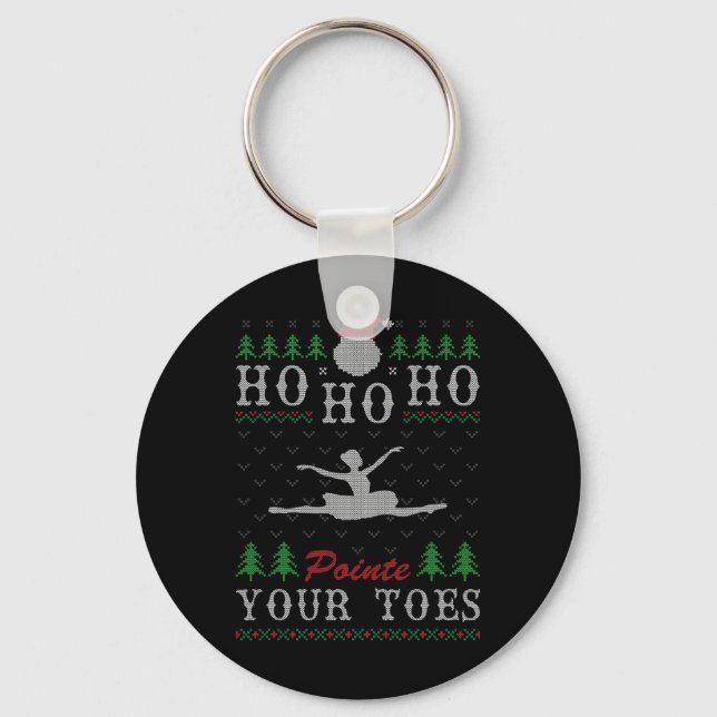 Ho Ho Pointe Ditt Toes Ugly jul Ballet Da Nyckelring (Framsida)