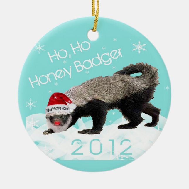 Ho Ho prydnad för honey badgerjul 2012 Julgransprydnad Keramik (Framsidan)