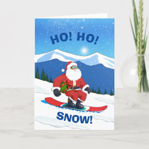 Ho Ho Snö jul Jultomten Snowboarding Helgkort