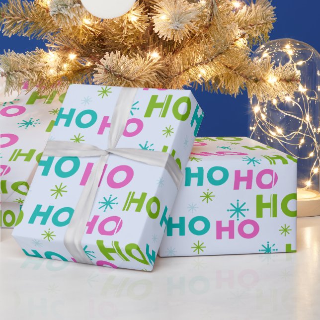 Ho Ho Snöflingor Pastel Modern jul Presentpapper (Helgdagar)