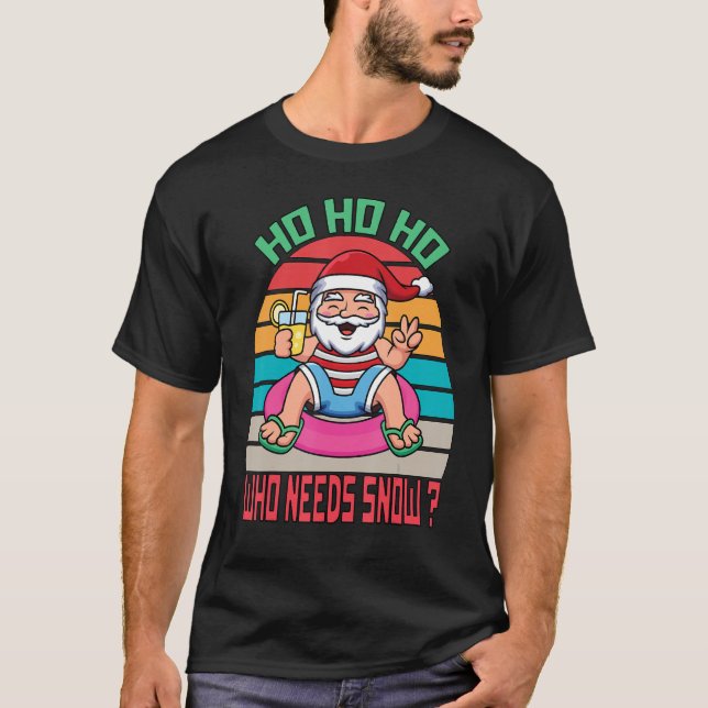 Ho Ho som behöver Snö Santa & Juice Retro Vinta T Shirt (Framsida)