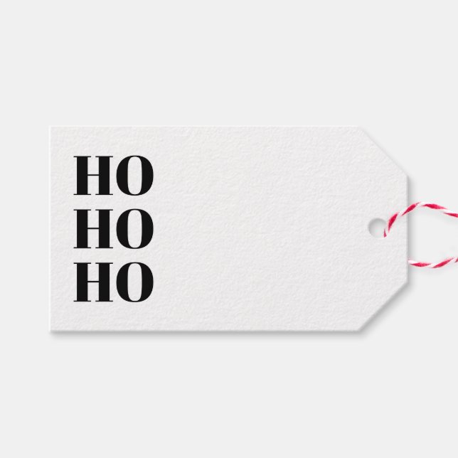 Ho Ho Svart och vit söt jul Presentetikett (Framsidan (Horizontal))