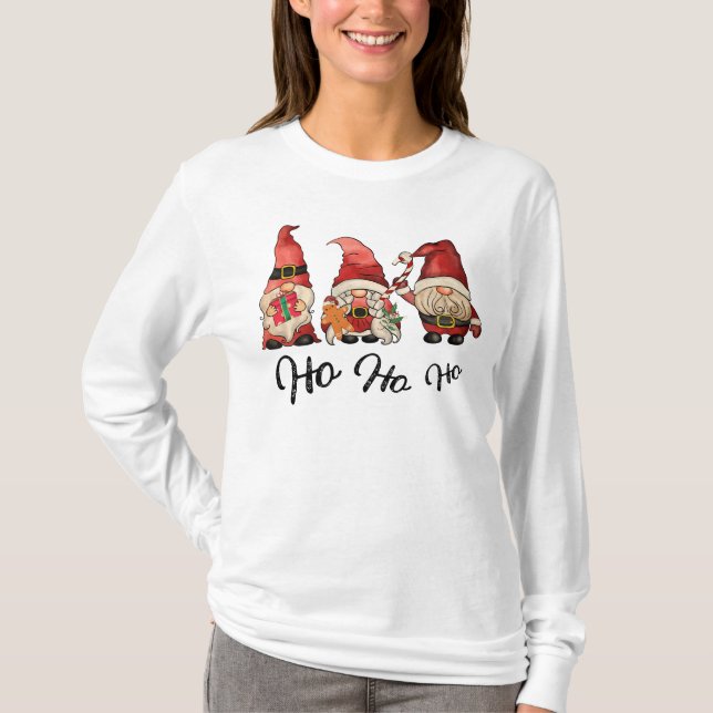 Ho ho Three Santa Gnome shirt T (Framsida)
