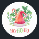 Ho Ho. Vattentärsfärgad blommigt jul. Jultomten Runt Klistermärke<br><div class="desc">Vattenskärl "Ho Ho Ho". Kontakta mig om du behöver fler artiklar.</div>