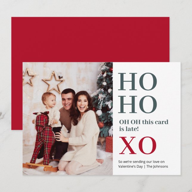 Ho Ho XO Alla hjärtans dag Julkort (Fram/baksida)
