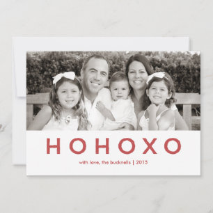 HO HO XO Red Text-julfotkort Julkort