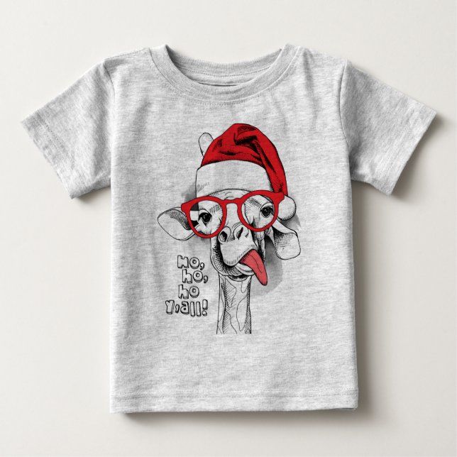 Ho Ho Y'all Giraffe Baby T-Shirt (Framsida)