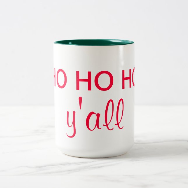 "Ho Ho Y'all": HillBilly Santa Humor Två-Tonad Mugg (Center)