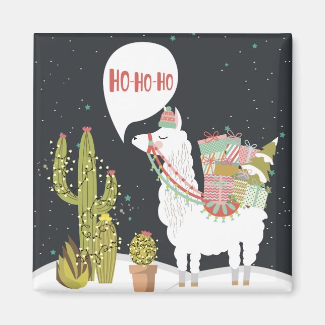Ho-HoHo Helgdag Llama Magnet (Framsidan)