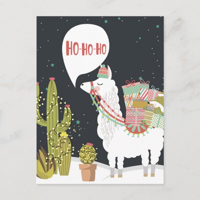 Ho-HoHo Helgdag Llama Vykort (Framsida)