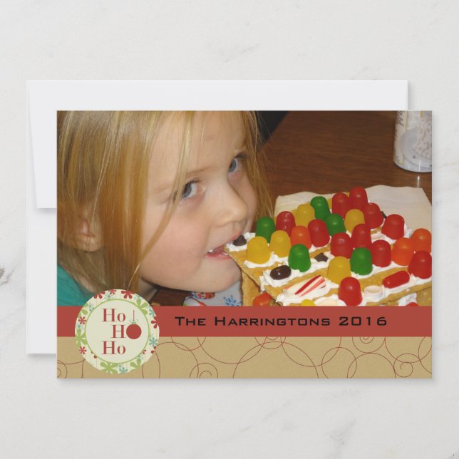 Ho HoHo-Helgdagar, anpassat Helgdag-fotokort Julkort (Framsida)