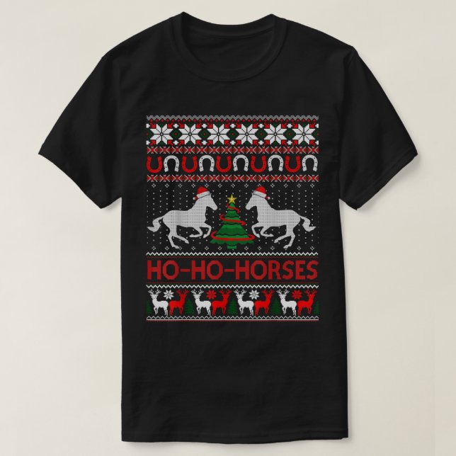 Ho Horses Julafton Ugly jul Sweater Equestrian T Shirt (Design framsida)