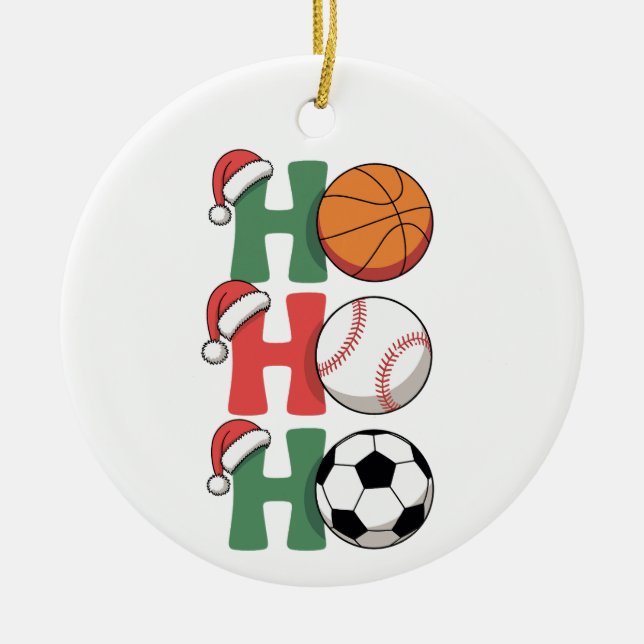 Ho Santa Jul Basketball Baseball Julafton Julgransprydnad Keramik (Framsidan)