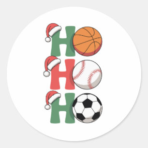 Ho Santa jul Basketboll Baseboll Fotboll Xmas Runt Klistermärke