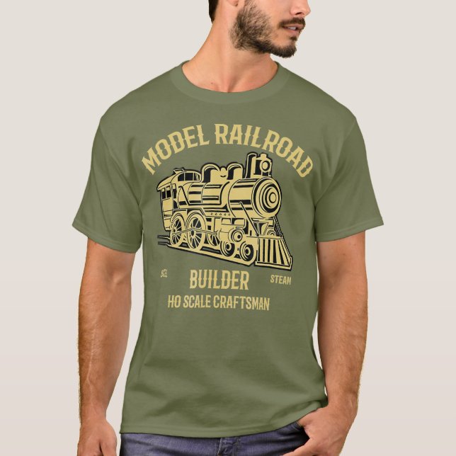 HO Scale Model Railroad Builder T Shirt (Framsida)