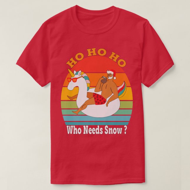 Ho som behöver Snö Santa med Unicorn Buoy Retro T Shirt (Design framsida)