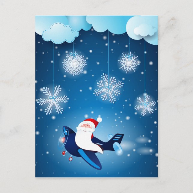 Ho! Tomten på flygplanet, vykort (Framsida)