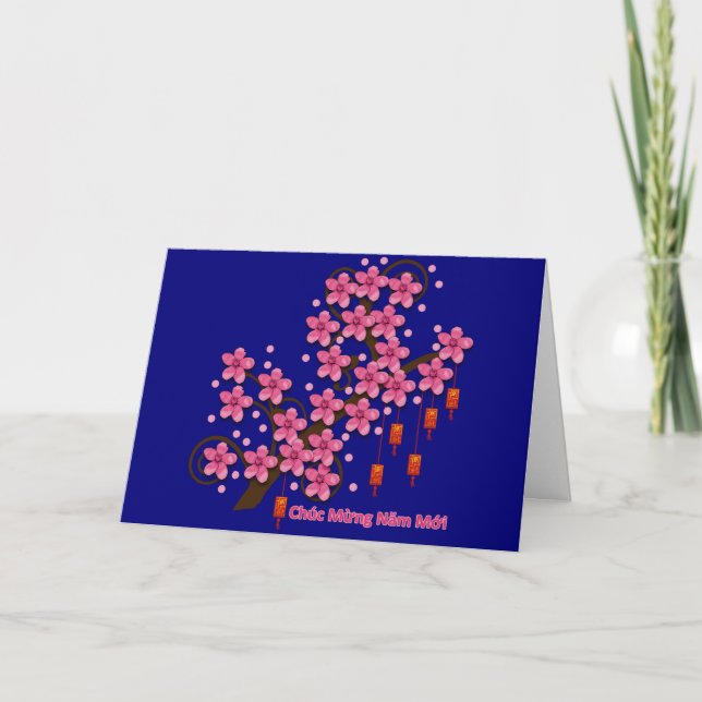 Hoa Dao Gott nytt år Greeting Card Helgkort (Framsida)