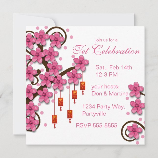 Hoa Dao Gott nytt år Inbjudningar (Framsida)