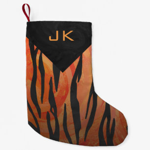 Hoad orange för Monogram tiger och svart Liten Julstrumpa