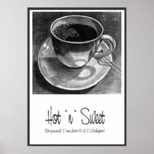 Hoad söt `-n´ för kaffe kopp poster