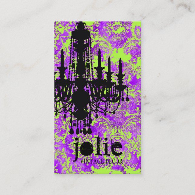 Hoad violett damast för GC | Jolie ljuskrona Visitkort (Framsida)