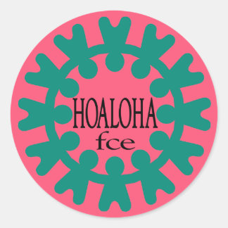 Hoaloha Teal on Rosa Round Sticker Runt Klistermärke