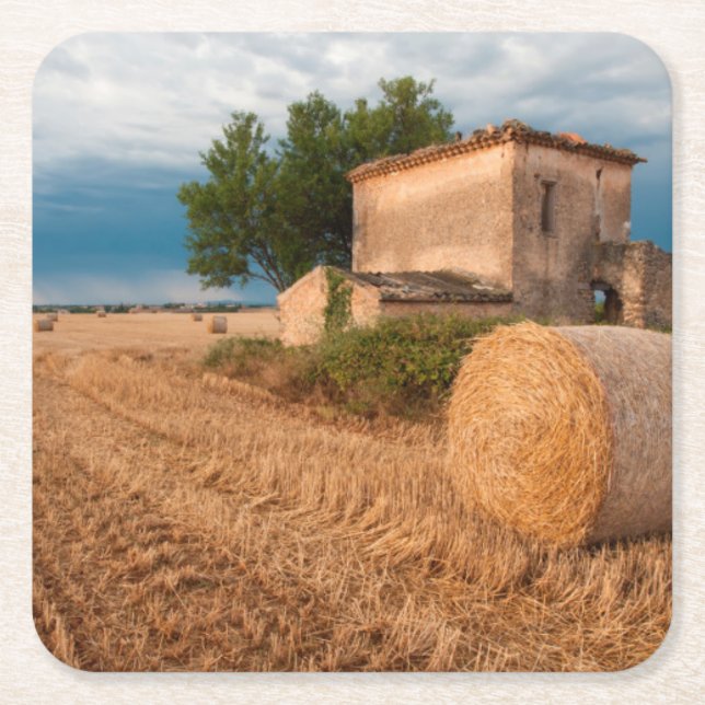 Höbal i Provence fält Underlägg Papper Kvadrat (Framsidan)
