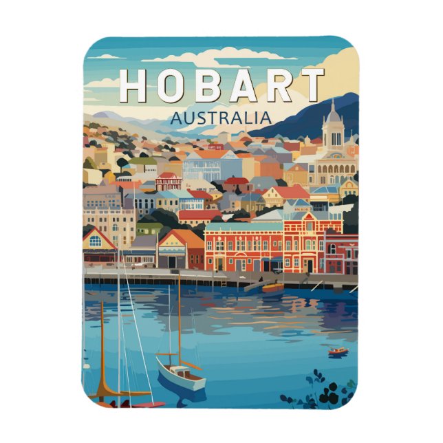 Hobart Australia Travel Art Vintage Magnet (Vertikal)