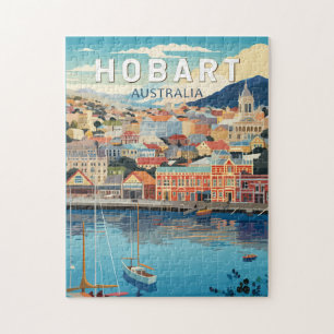 Hobart Australia Travel Art Vintage Pussel