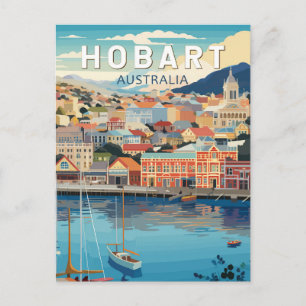 Hobart Australia Travel Art Vintage Vykort