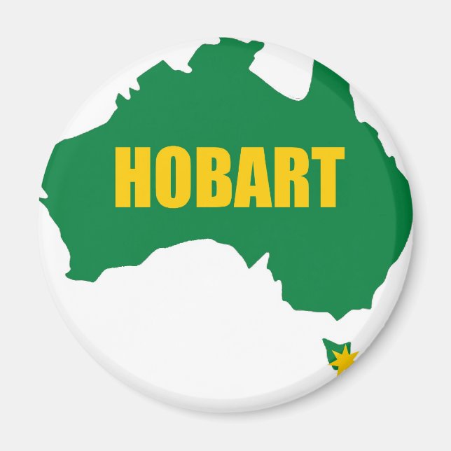 Hobart Grönt och Guld Karta Fridge Magnet (Framsidan)
