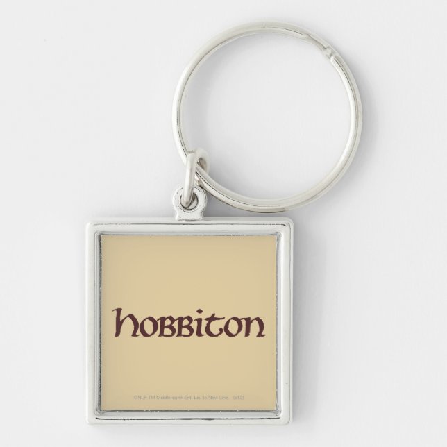 HOBBITON™ Solid Fyrkantig Silverfärgad Nyckelring (Framsidan)
