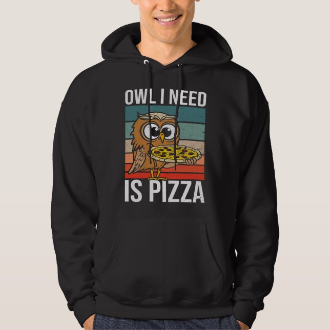 Hobby Chef Wildlife Owls Ironic Pizza Chef Hoodie (Framsida)