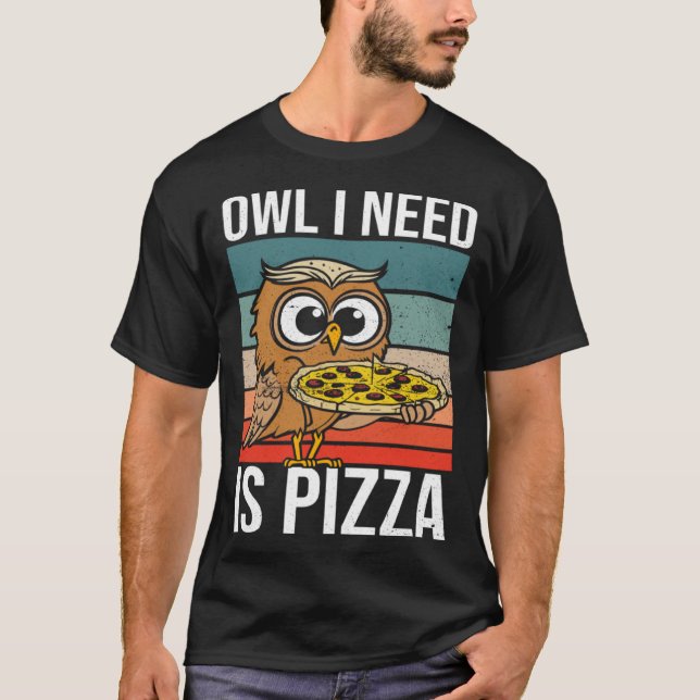 Hobby Chef Wildlife Owls Ironic Pizza Chef T Shirt (Framsida)