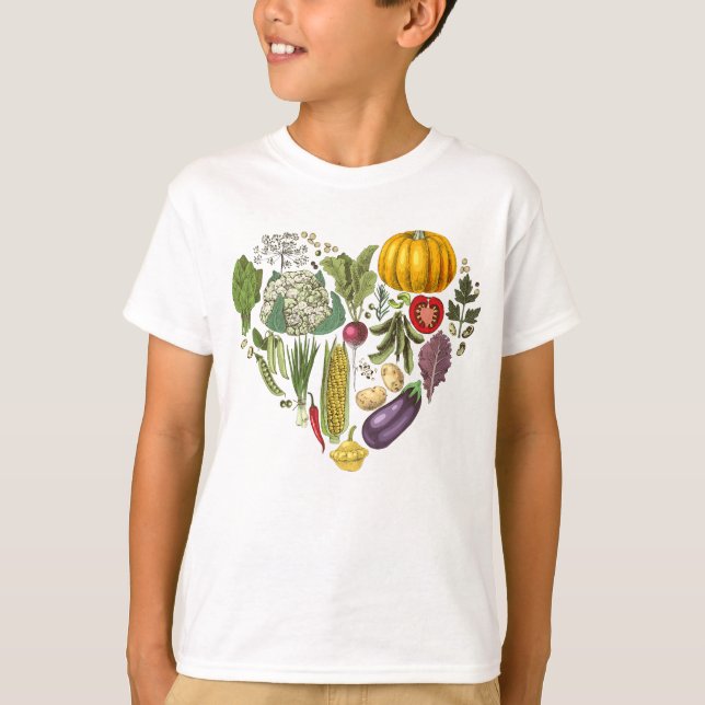 Hobby Garden Vegetable Growing Heart T Shirt (Framsida)