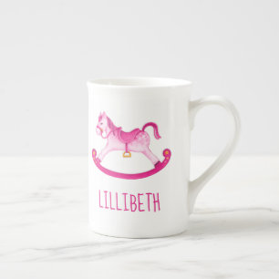 Hobby horse stollig water art rosa custom name benporslin mugg