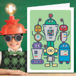Hobby Robots AI Blank Card Kort<br><div class="desc">robotarna är här! Uppmuntra en passion för vetenskapen. En roligt med sex robotar med olika utseende, färg och öga. Detta kort är en digital bild av handmålad papper. Färg omfattar skiffer för mörk, mynta grönt, rosa daisy, ljusblå himlar-blått, papp brun, ljust guld, parschment, lila thistle, rött, blått ivy, lila sagebrush,...</div>