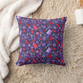 Hobby Sew Crafter Collage Mönster Blue Red Kudde