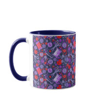 Hobby Sew Crafter Collage Mönster Blue Red