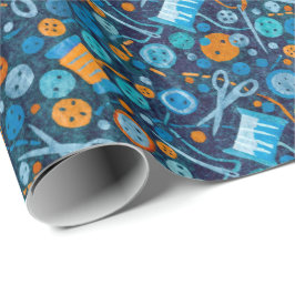 Hobby Sewing Craft Papper Collage Mönster Blue Presentpapper