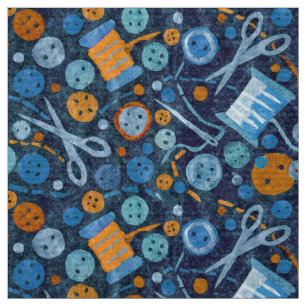 Hobby Sewing Craft Papper Collage Mönster Blue Tyg