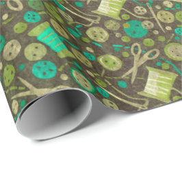 Hobby Sewing DIY Papper Collage Mönster Grönt Presentpapper