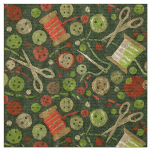 Hobby Sewing Supplies Collage Mönster Grönt Tyg