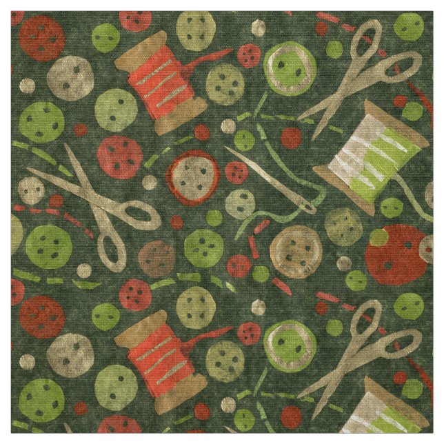 Hobby Sewing Supplies Collage Mönster Grönt Tyg (Provkarta)