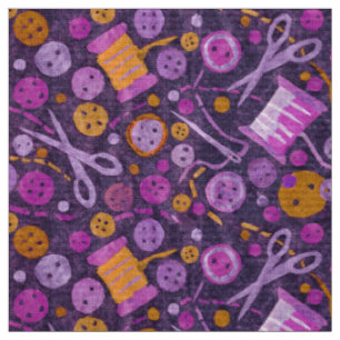 Hobby Sewing Supplies Collage Mönster Lila Tyg