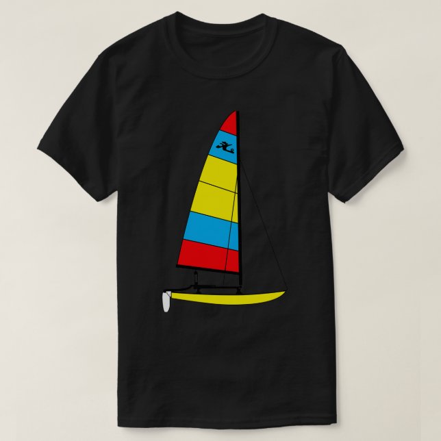 Hobie 14 Catamaran Sailboat-Gult T Shirt (Design framsida)