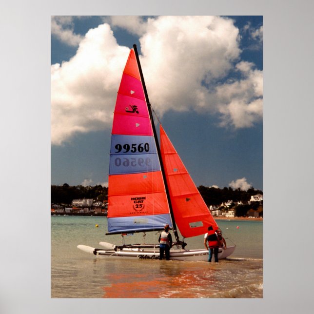 Hobie catamaran-redot till segeln poster (Framsidan)