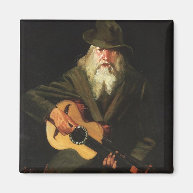Hobo Musician (Guitarist Old Man) (Vintage) Magnet (Framsidan)