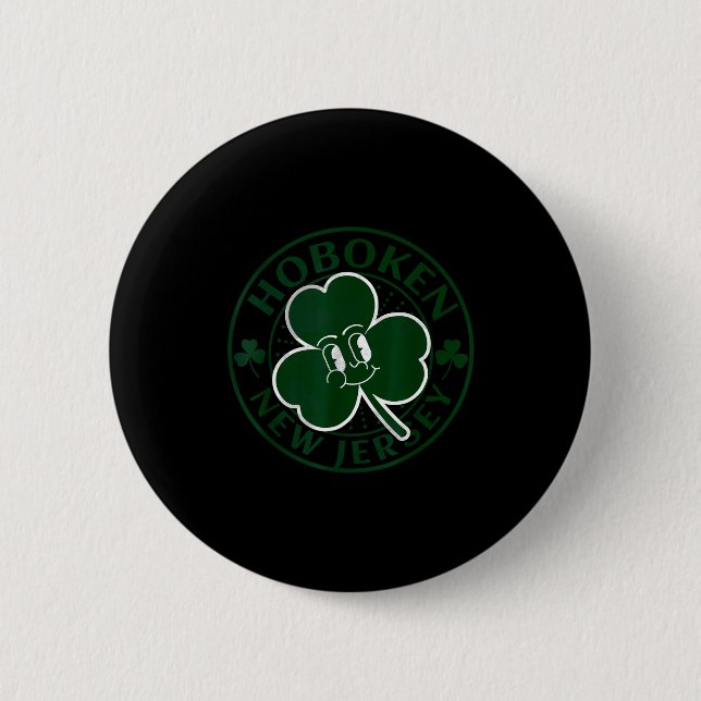 Hoboken New Jersey Irish Shamrock Nj Retro Souveni Knapp (Framsida)